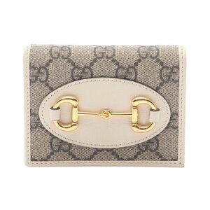 Gucci Horsebit GG Supreme Bifold Wallet Leather Beige Ivory White